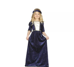 Blaues Mittelalter Damenkostüm für Mädchen