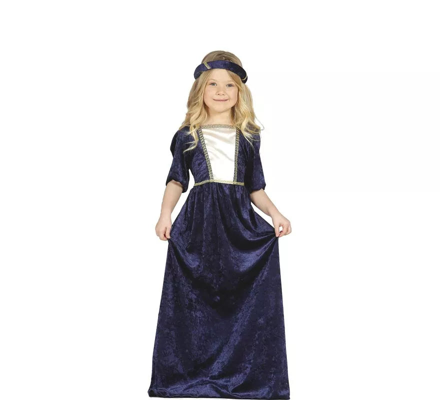 Translation missing: de.Disfraz de Dama Medieval azul para niña