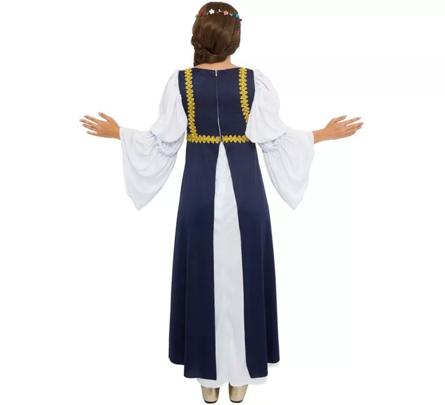 Translation missing: de.Disfraz de Dama medieval azul y blanco para mujer