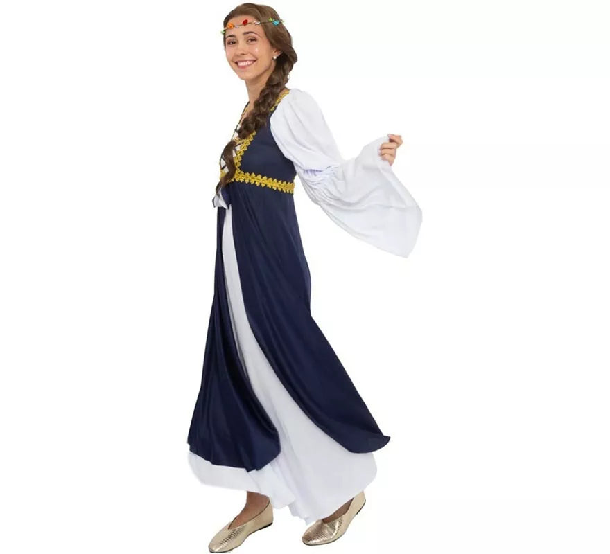Translation missing: de.Disfraz de Dama medieval azul y blanco para mujer