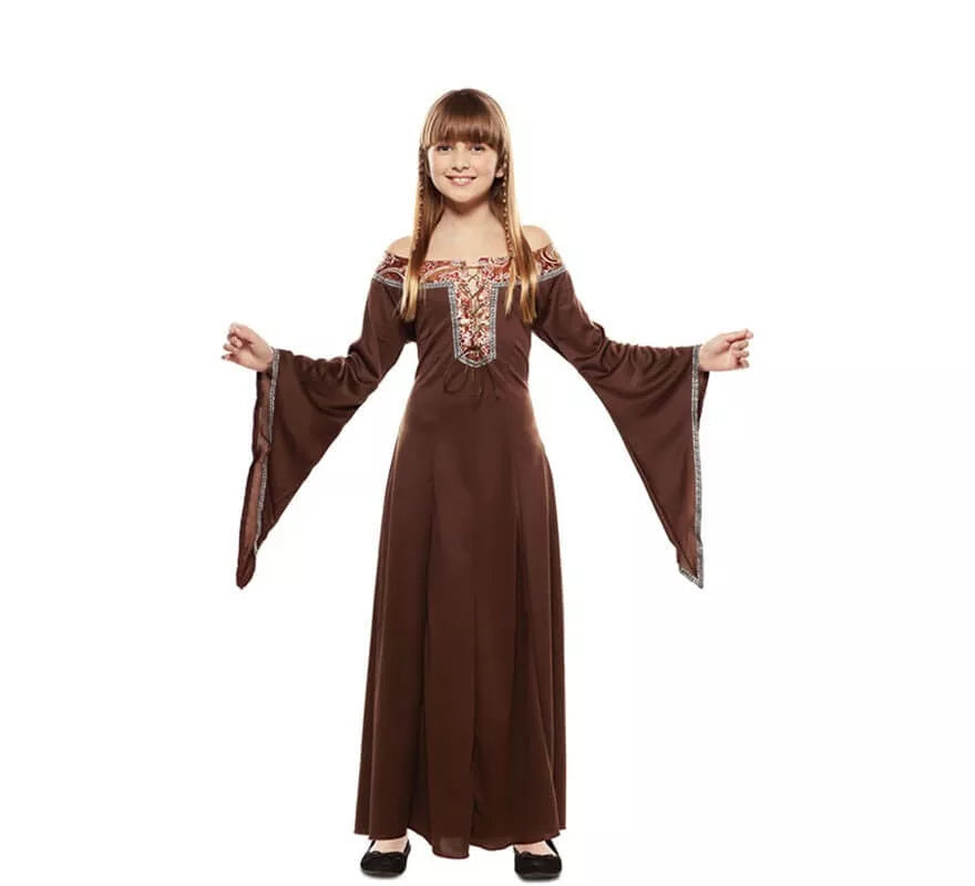 Translation missing: de.Disfraz de Dama Medieval Marrón para niña