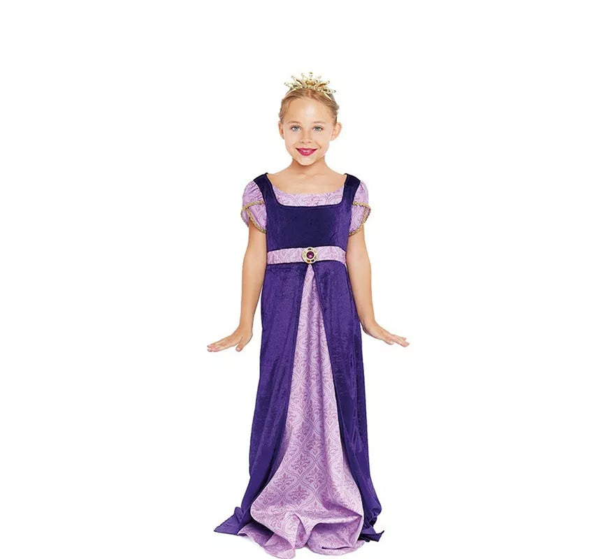 Translation missing: de.Disfraz de Dama Medieval morado y lila para niña