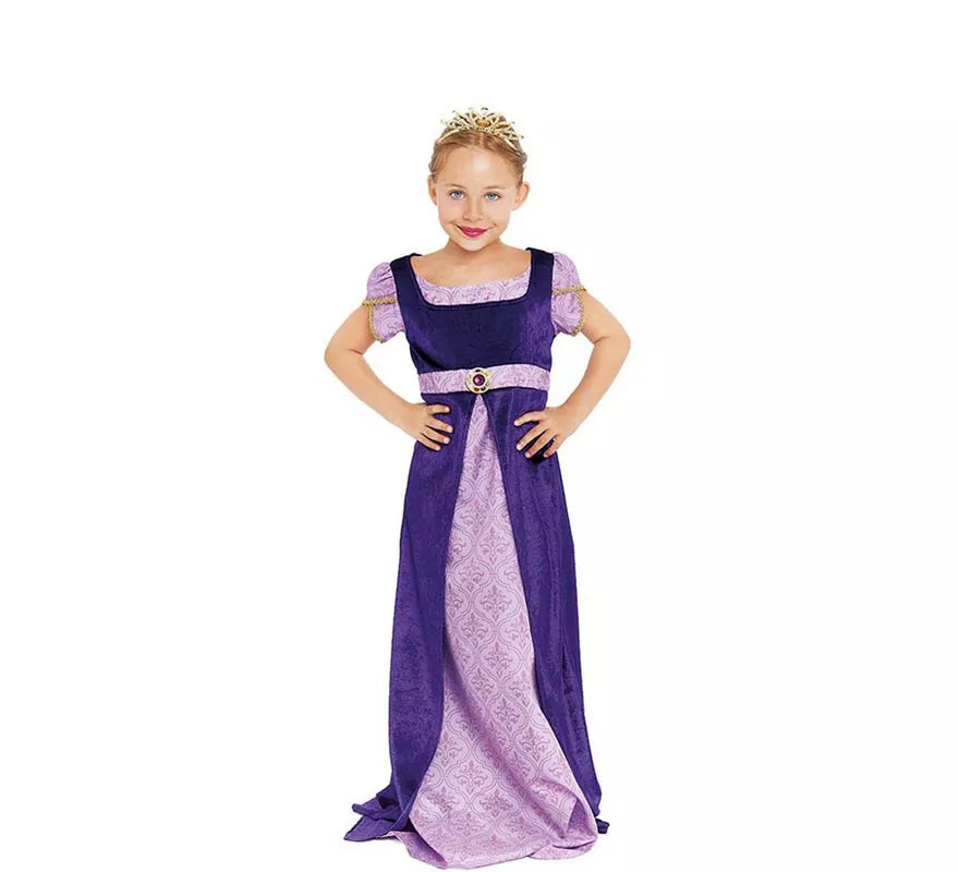 Translation missing: de.Disfraz de Dama Medieval morado y lila para niña