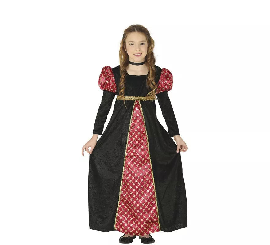 Translation missing: de.Disfraz de Dama Medieval Negra para niña