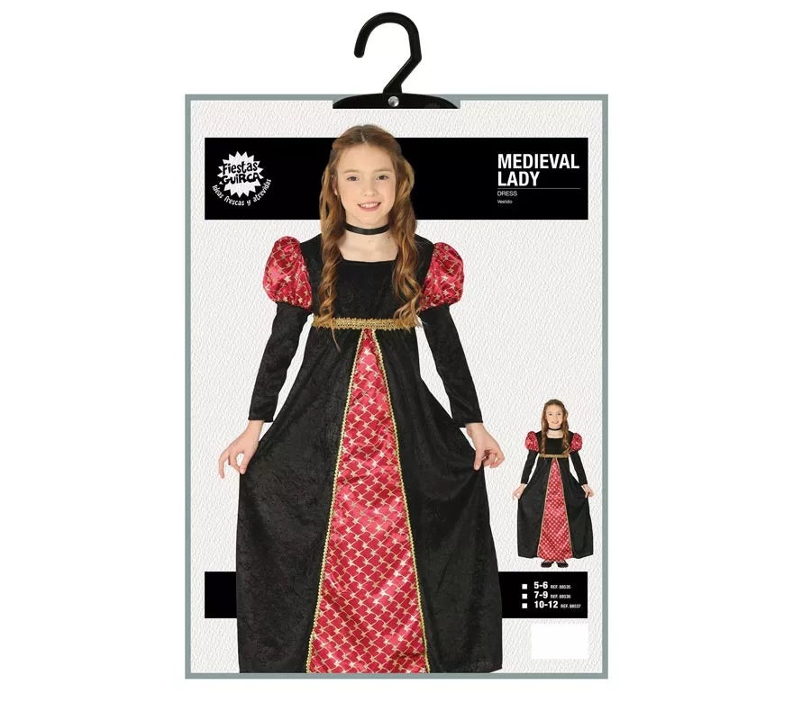 Translation missing: de.Disfraz de Dama Medieval Negra para niña