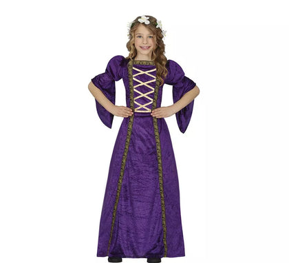 Disfraz de Dama Medieval púrpura para niña