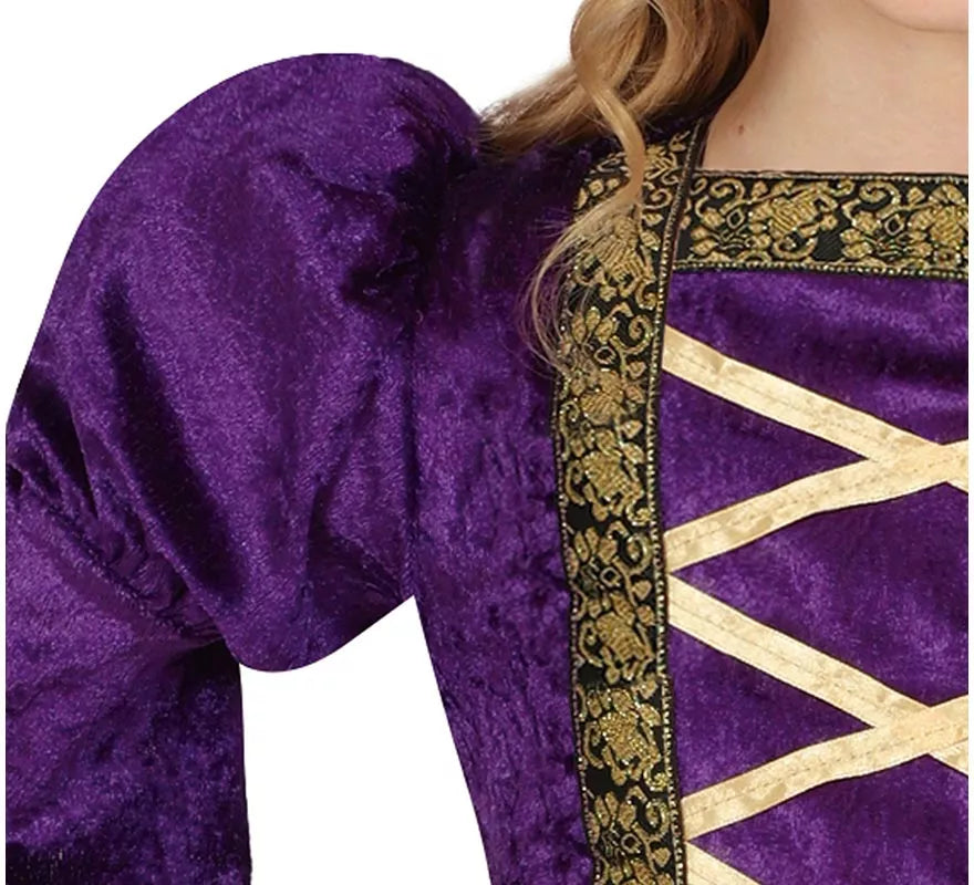 Disfraz de Dama Medieval púrpura para niña
