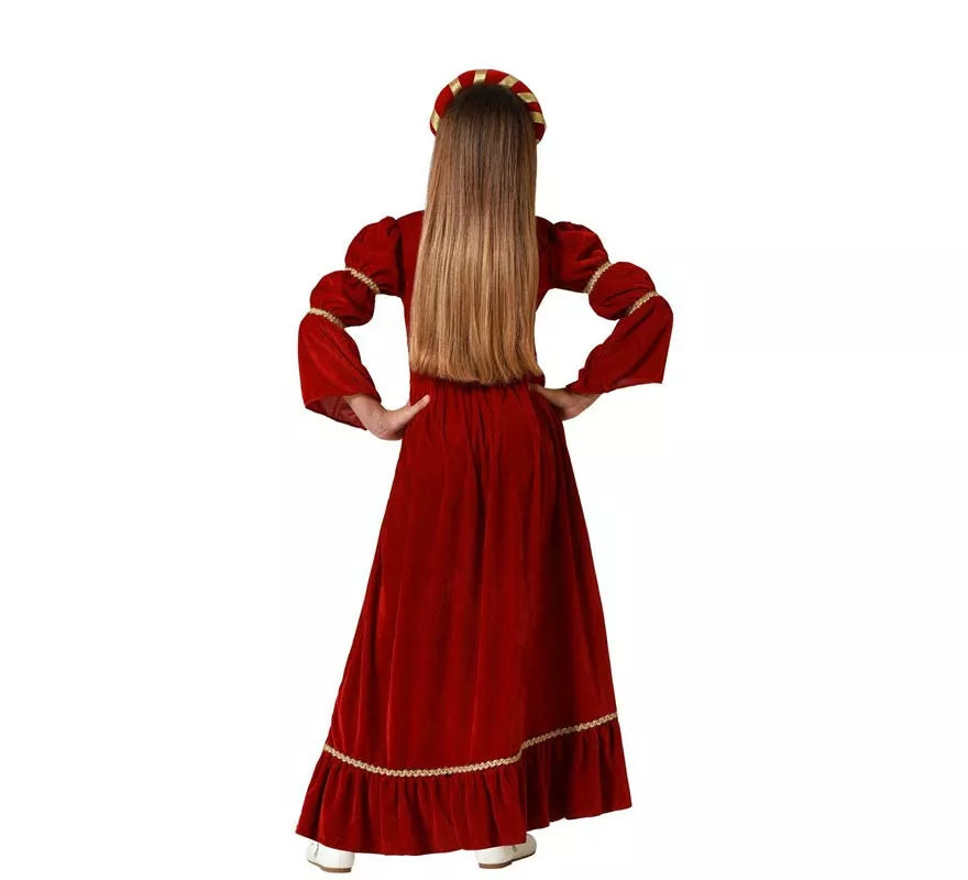 Translation missing: de.Disfraz de Dama Medieval Renacentista rojo para niña