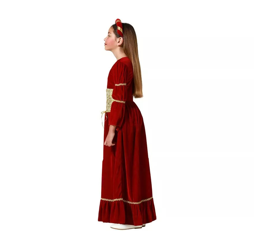 Translation missing: de.Disfraz de Dama Medieval Renacentista rojo para niña