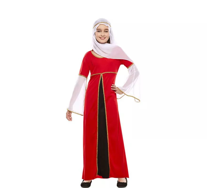 Translation missing: de.Disfraz de Dama Medieval Roja para niña