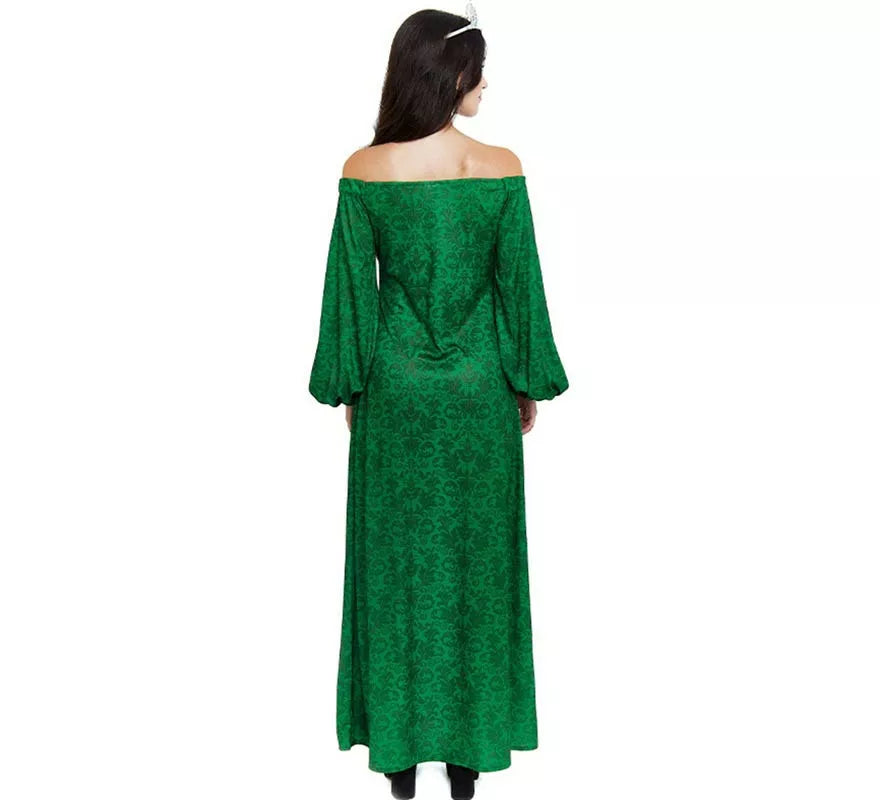 Translation missing: de.Disfraz de Dama Medieval verde estampado para mujer