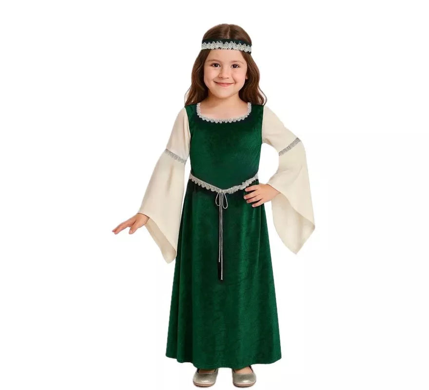 Translation missing: de.Disfraz de Dama Medieval verde para niña