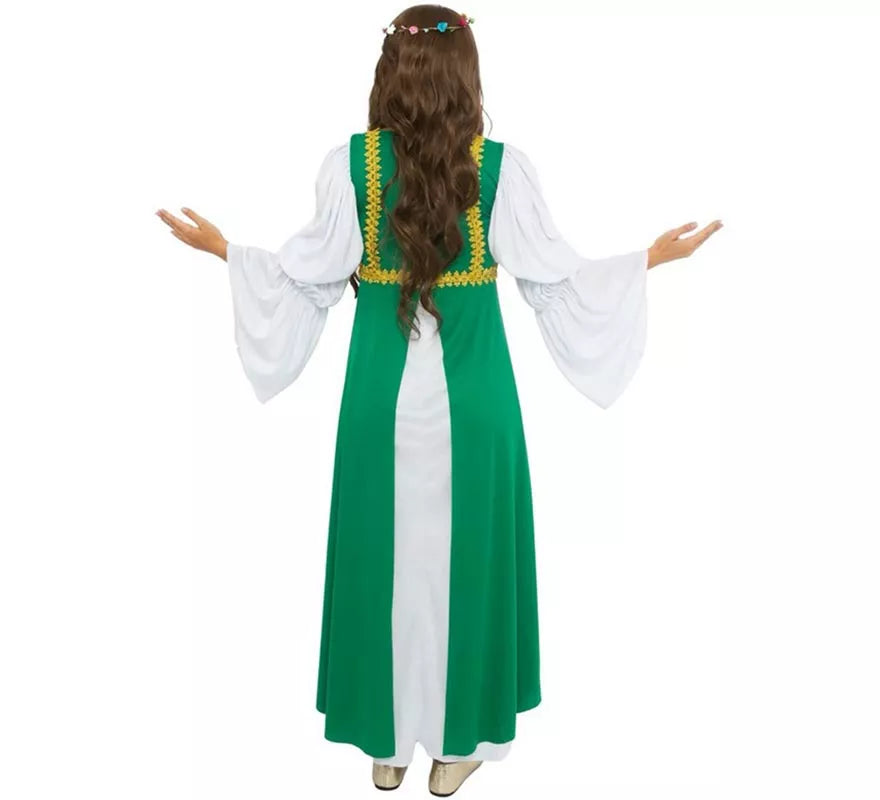 Translation missing: de.Disfraz de Dama Medieval verde y blanco para mujer