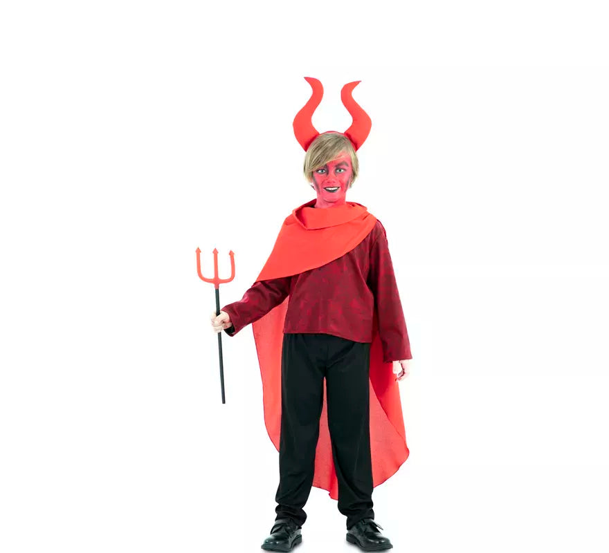 Disfraz de Demonio Cornudo Rojo para niño
