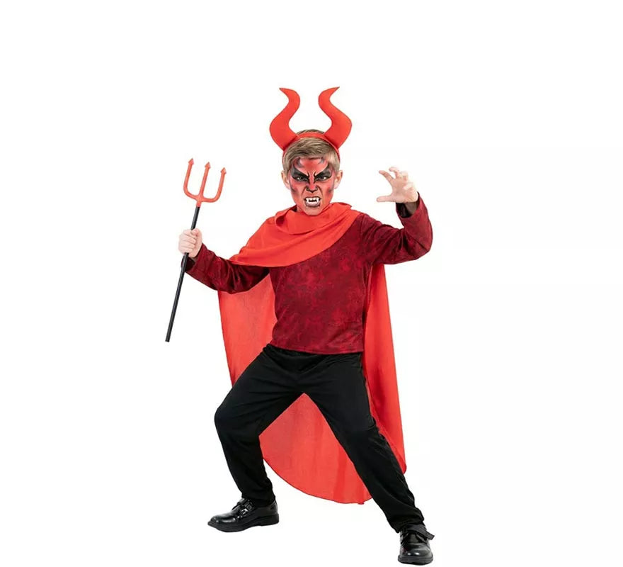 Translation missing: de.Disfraz de Demonio Cornudo Rojo para niño