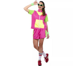 80er-Jahre-Sportler-Kostüm mit Jacke für Damen