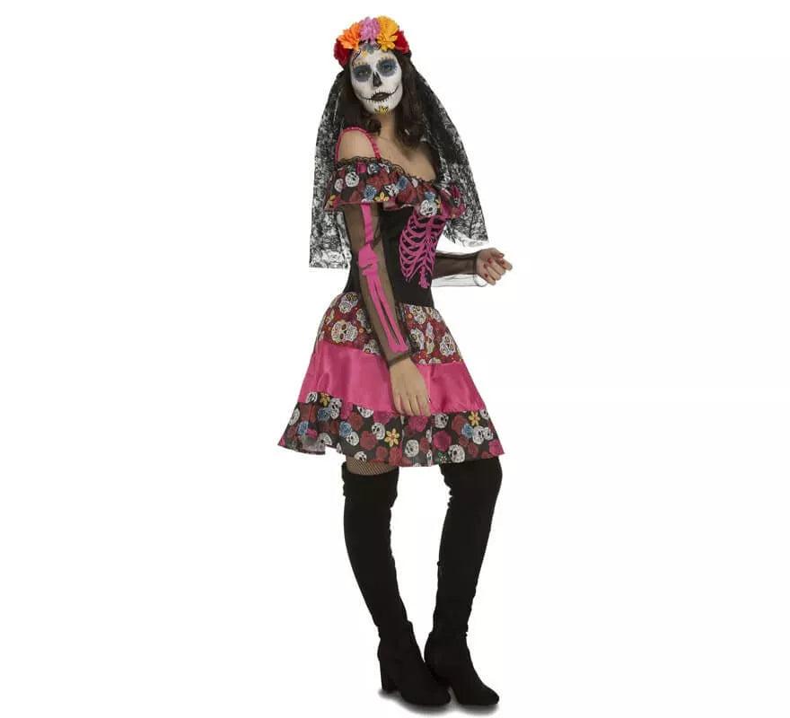 Translation missing: de.Disfraz de Día De Los Muertos rosa para mujer