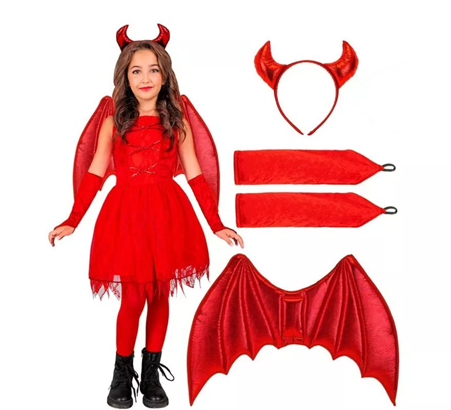 Translation missing: de.Disfraz de Diabla con Alas y Cuernos para niña