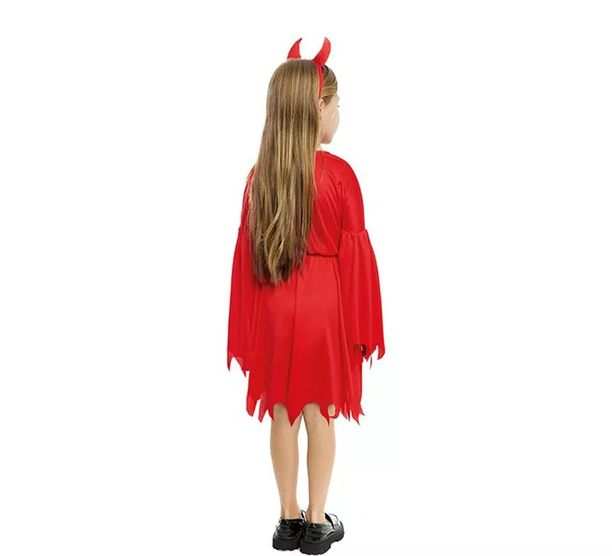 Translation missing: de.Disfraz de Diablesa moderna roja con diadema para niña