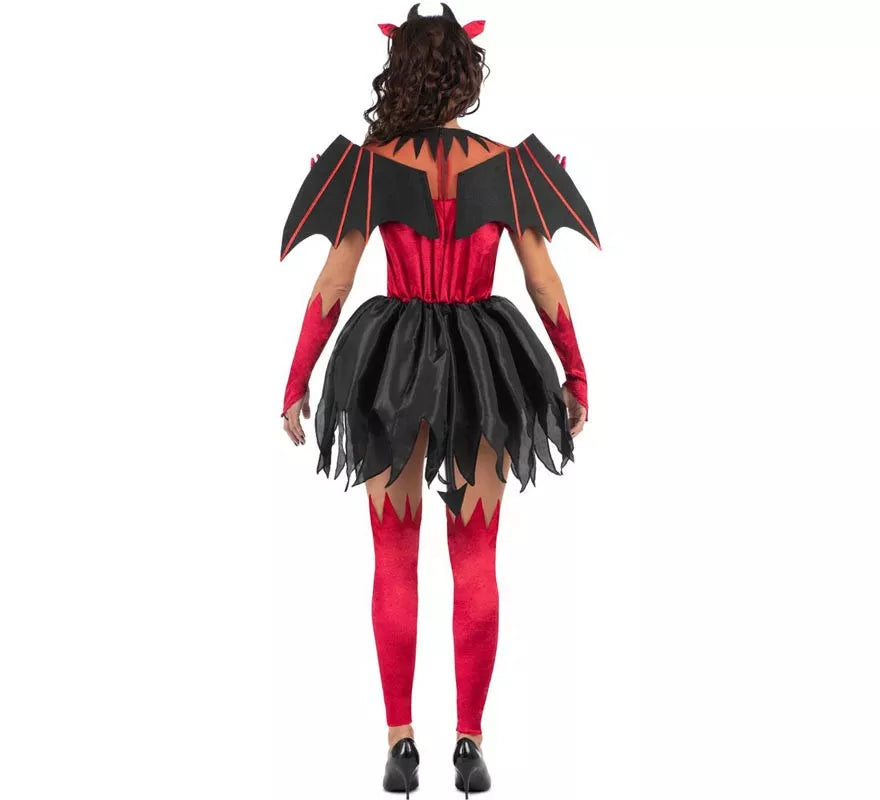 Translation missing: de.Disfraz de Diablesa rojo y negro con alas para mujer