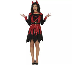 Rot-schwarzes Teufelskostüm für Damen