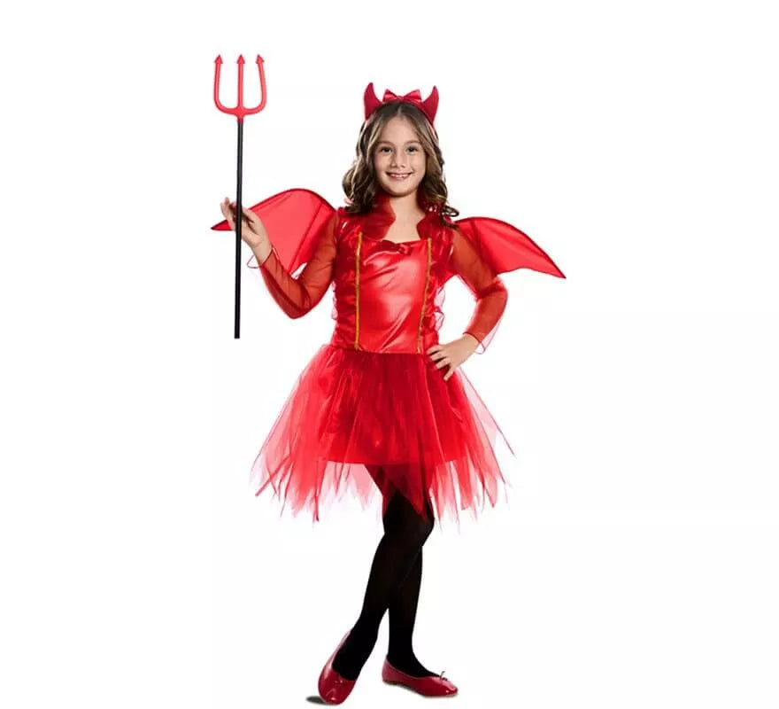Disfraz de Diablilla Roja con Alas para niña
