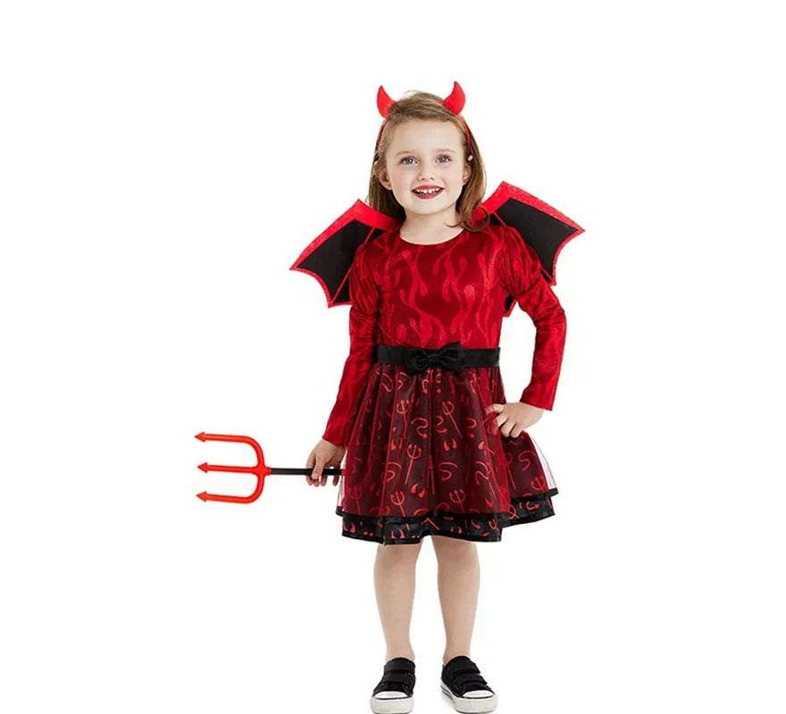 Translation missing: de.Disfraz de Diablilla roja con diadema y alas para bebé y niña