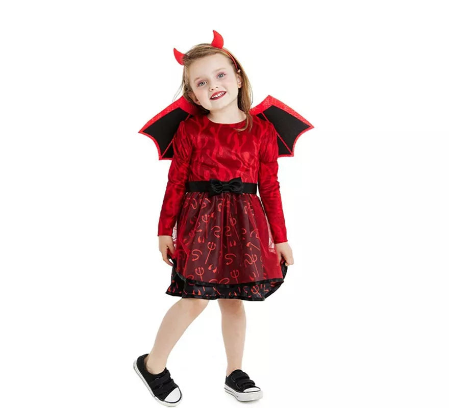 Translation missing: de.Disfraz de Diablilla roja con diadema y alas para bebé y niña