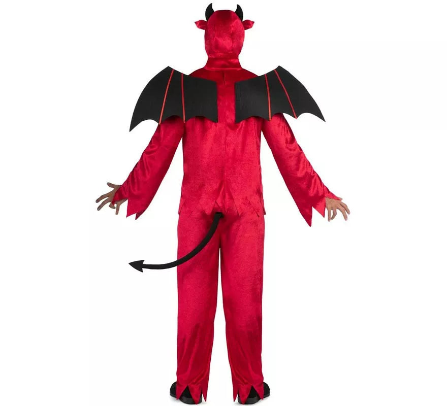 Disfraz de Diablo rojo con alas y cola para hombre