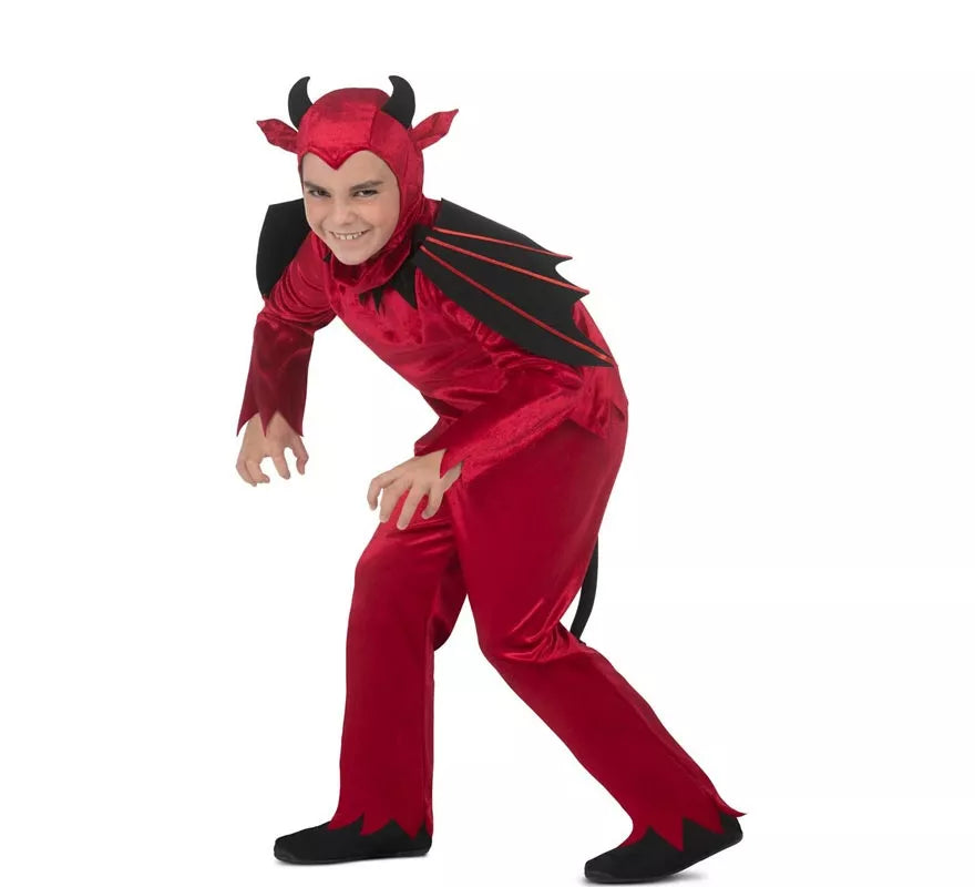 Disfraz de Diablo rojo con alas y cola para niño