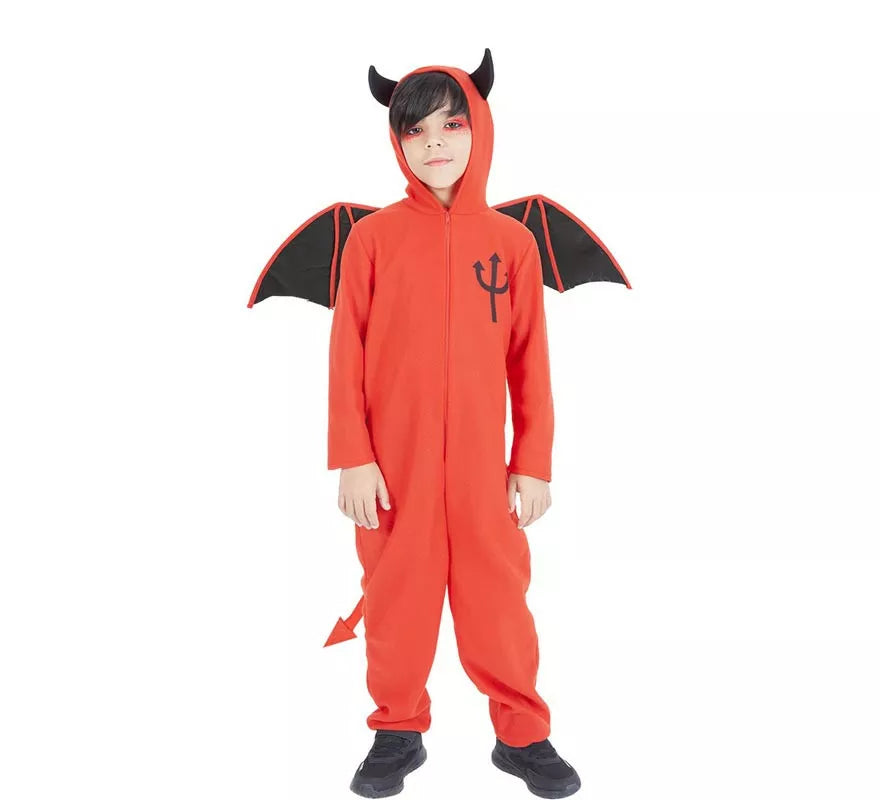 Translation missing: de.Disfraz de Diablo rojo con capucha y alas para niño