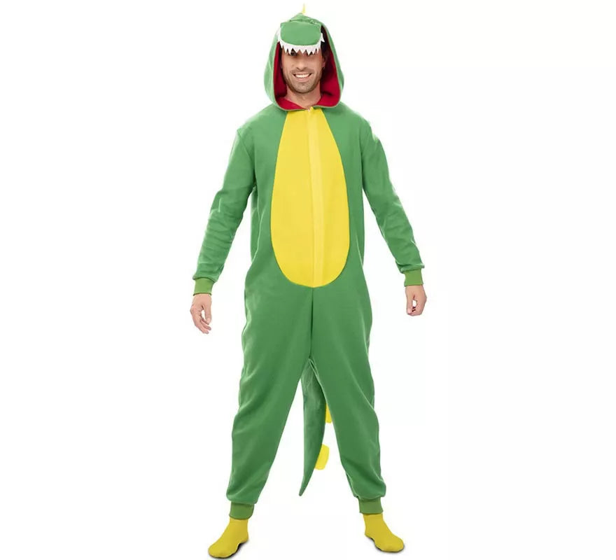Translation missing: de.Disfraz de Dinosaurio Kugurumi verde y amarillo para adulto