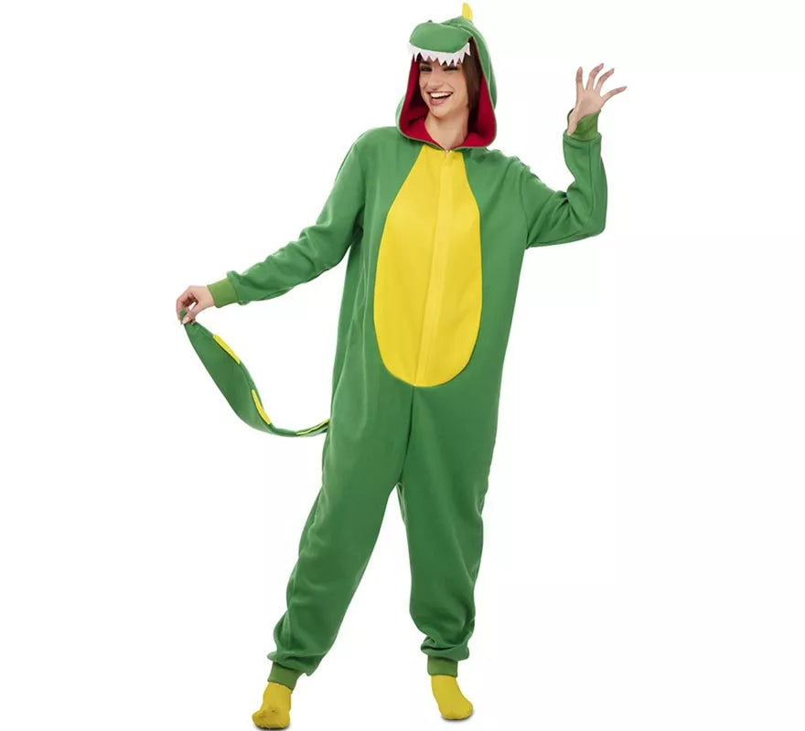 Translation missing: de.Disfraz de Dinosaurio Kugurumi verde y amarillo para adulto