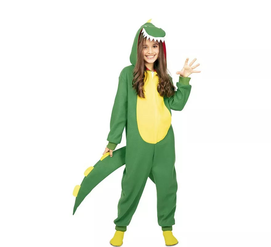 Translation missing: de.Disfraz de Dinosaurio Kugurumi verde y amarillo para niños