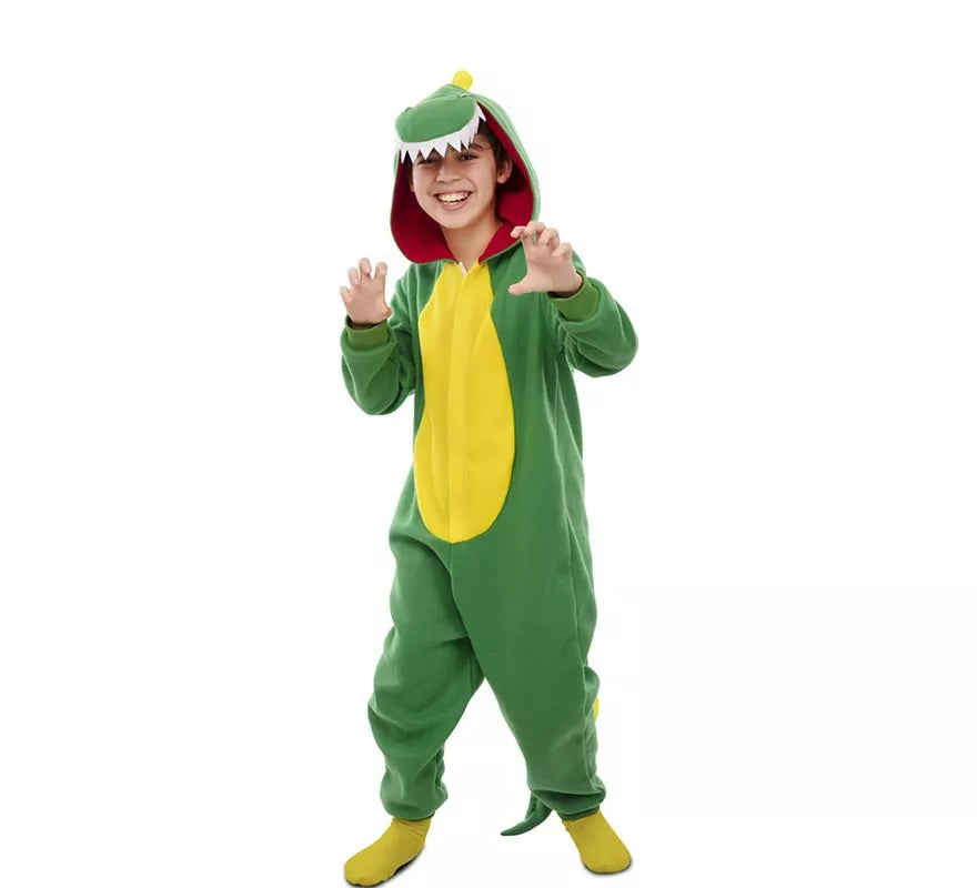 Translation missing: de.Disfraz de Dinosaurio Kugurumi verde y amarillo para niños