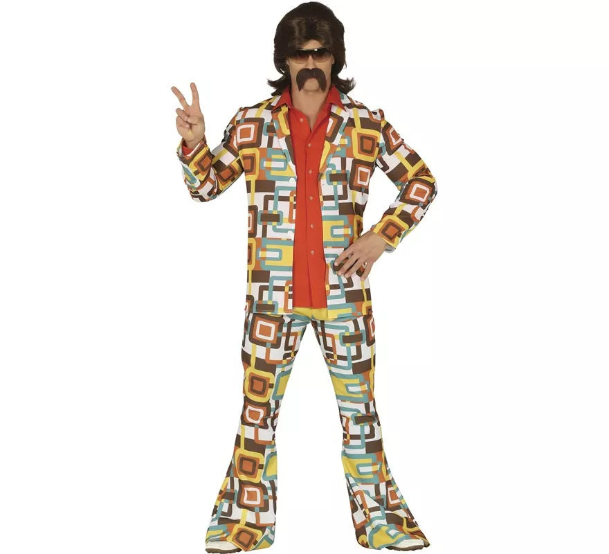 Translation missing: de.Disfraz de Disco Años 70 Multicolor para hombre