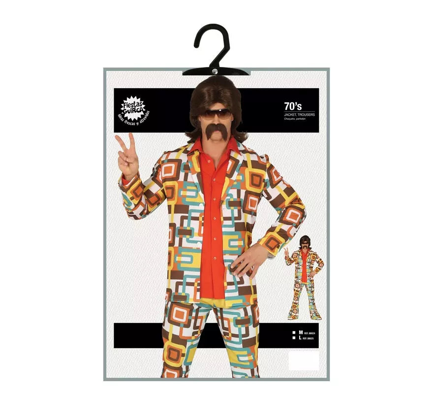Translation missing: de.Disfraz de Disco Años 70 Multicolor para hombre