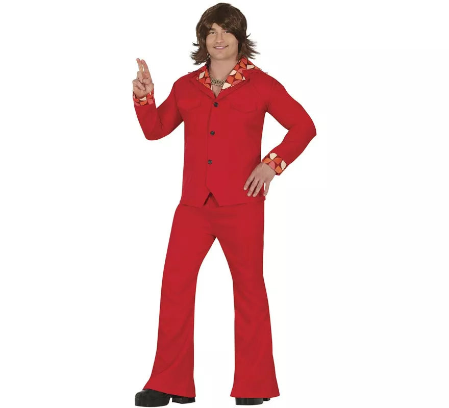 Translation missing: de.Disfraz de Disco Años 70 rojo para hombre