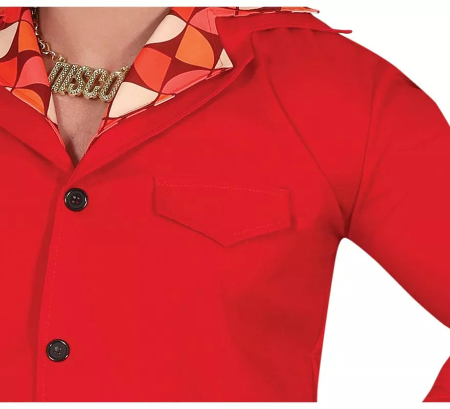 Translation missing: de.Disfraz de Disco Años 70 rojo para hombre