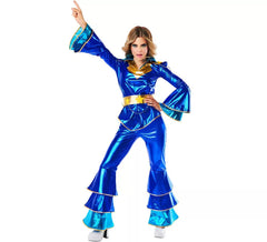 Blaues Disco-Kostüm der 70er für Damen