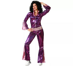 Fuchsiafarbenes Disco-Kostüm für Damen