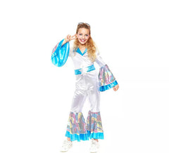Silber-blaues Disco Girl Kostüm für Mädchen