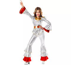 Silbernes 70er Jahre Disco Kostüm für Damen