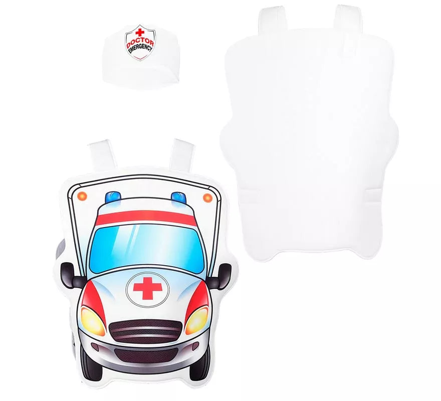 Disfraz de Doctor blanco en Ambulancia con gorro para niños
