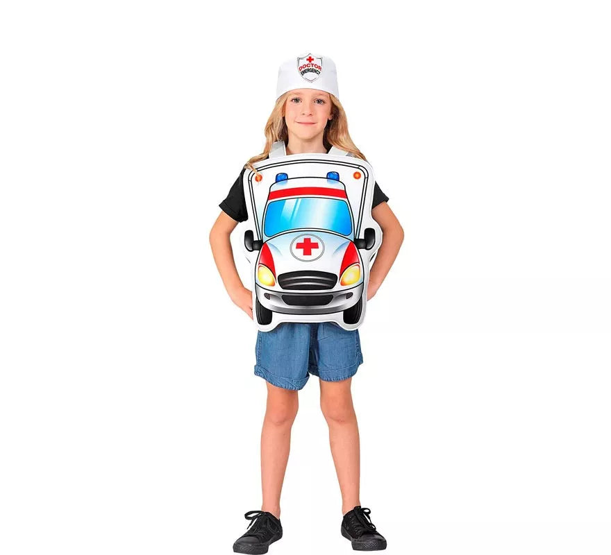Translation missing: de.Disfraz de Doctor blanco en Ambulancia con gorro para niños