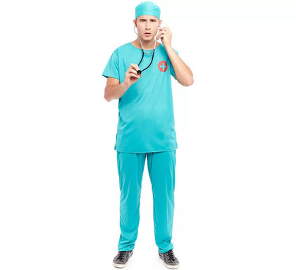 Disfraz de Doctor Cirujano azul para hombre