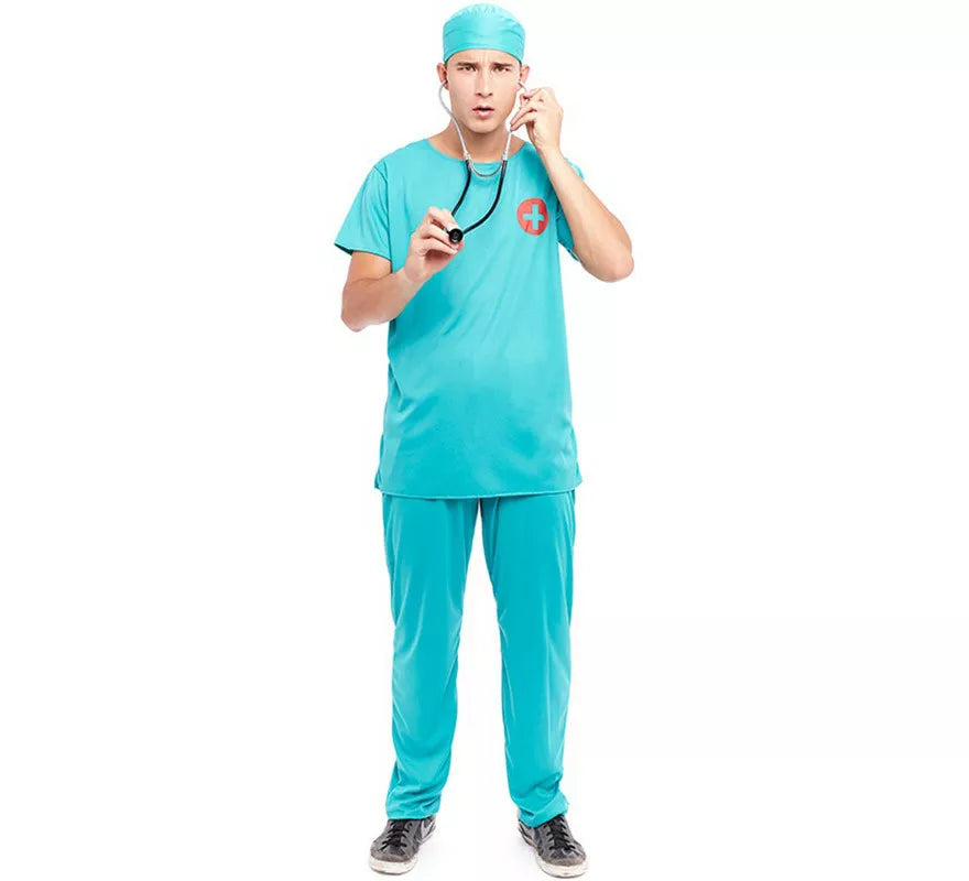 Disfraz de Doctor Cirujano azul para hombre