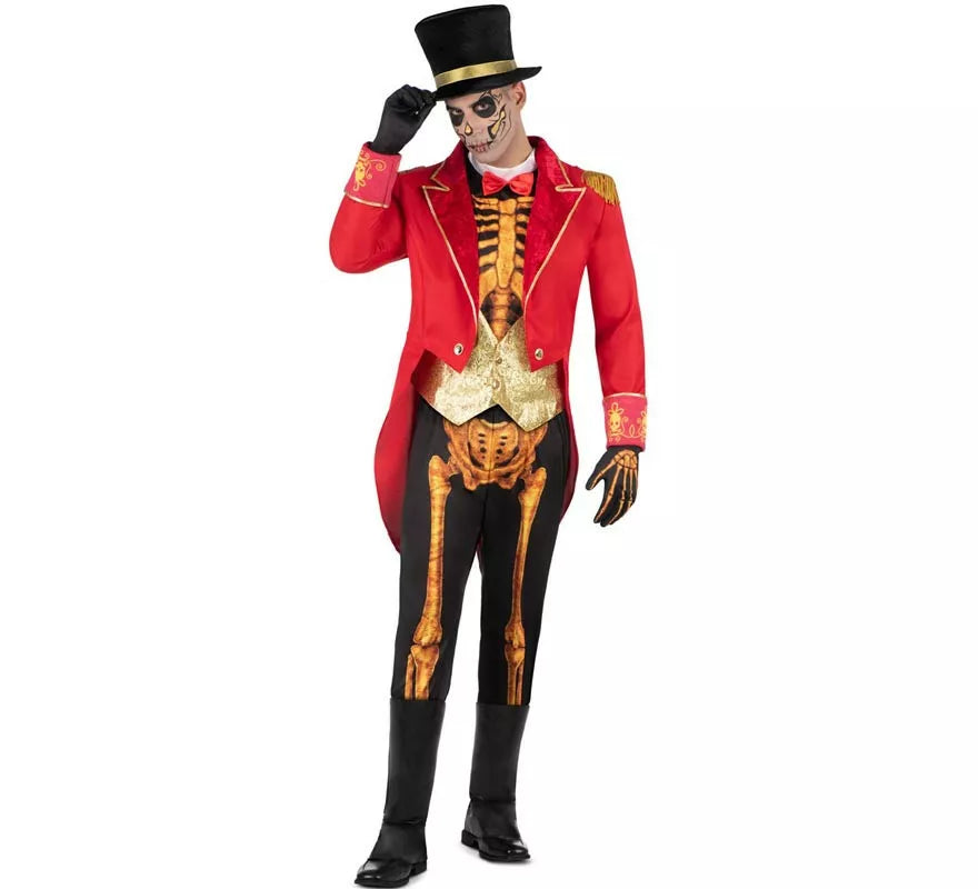 Translation missing: de.Disfraz de Domador Esqueleto con sombrero para hombre