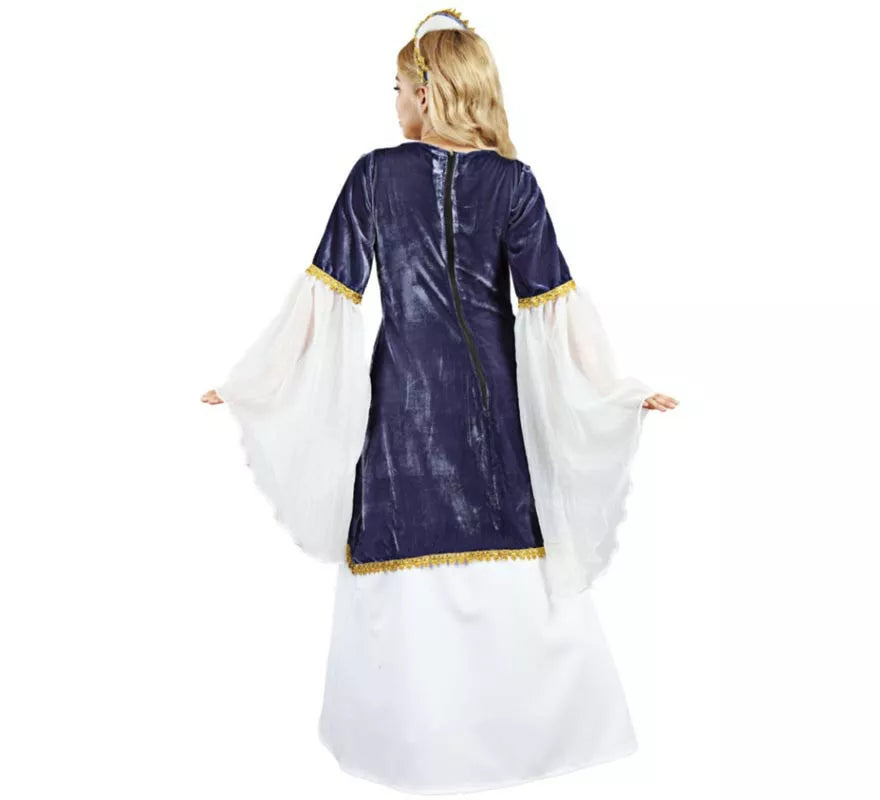 Disfraz de Doña Petronila azul y blanco para mujer