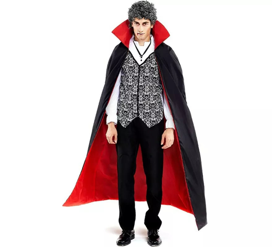 Disfraz de Drácula clásico con capa bicolor para hombre